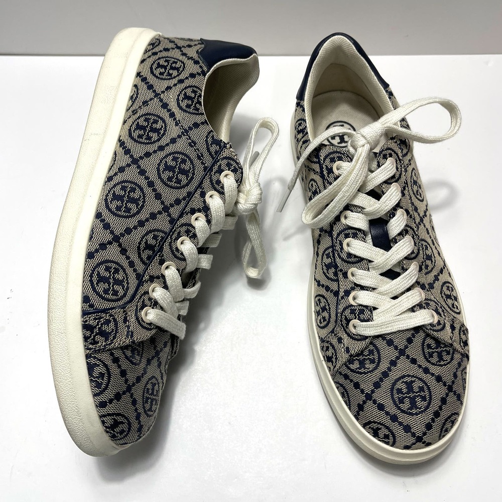 TORY BURCH T Monogram Logo Howell Court Sneakers in Perfect Navy Size 9